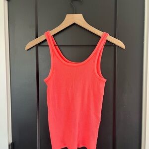American Eagle Outfitters Neon Coral Fitted Tank Top